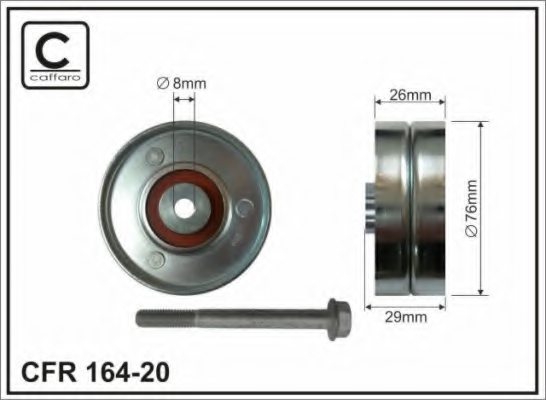 CAFFARO 164-20 Deflection/Guide Pulley, v-ribbed belt